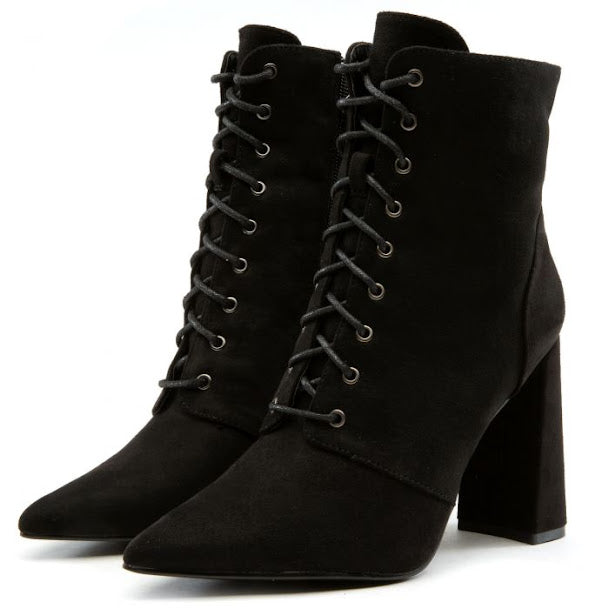 Block Lace Up Booties