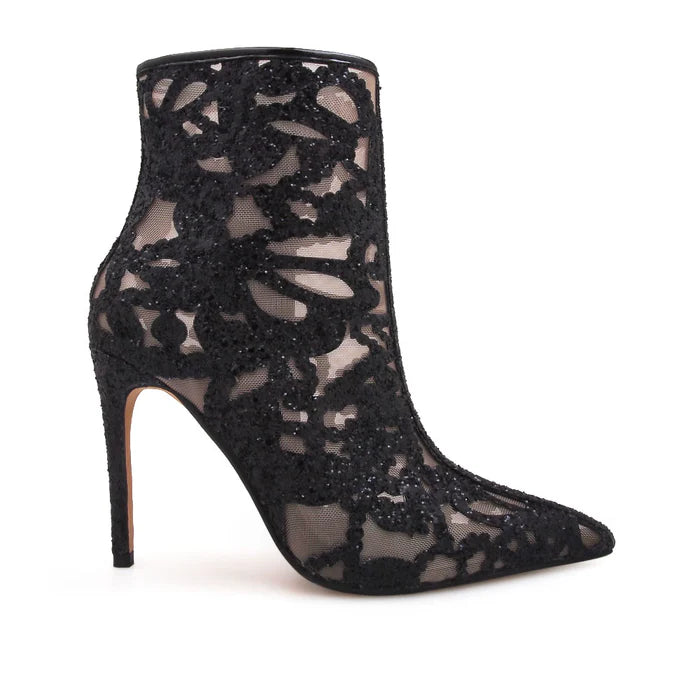 Mesh Rhinestone Pointed Booties
