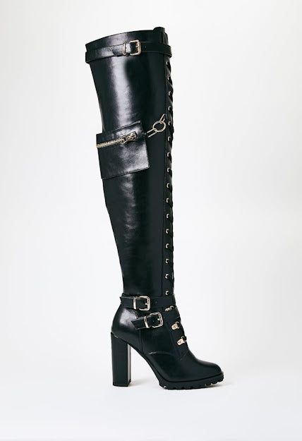 Faux Leather Rock Star Boot