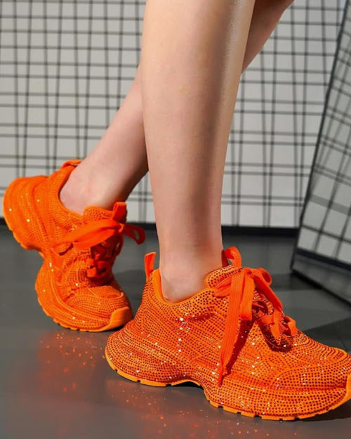 Chunky Rhinestone Platform Sneakers