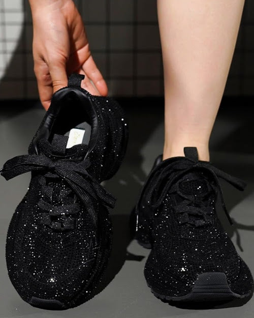 Chunky Rhinestone Platform Sneakers