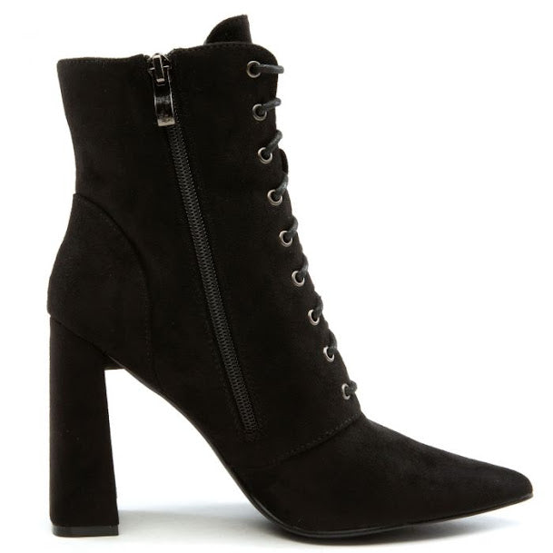 Block Lace Up Booties