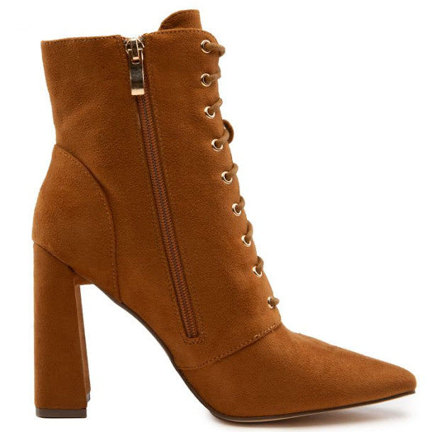 Block Lace Up Booties