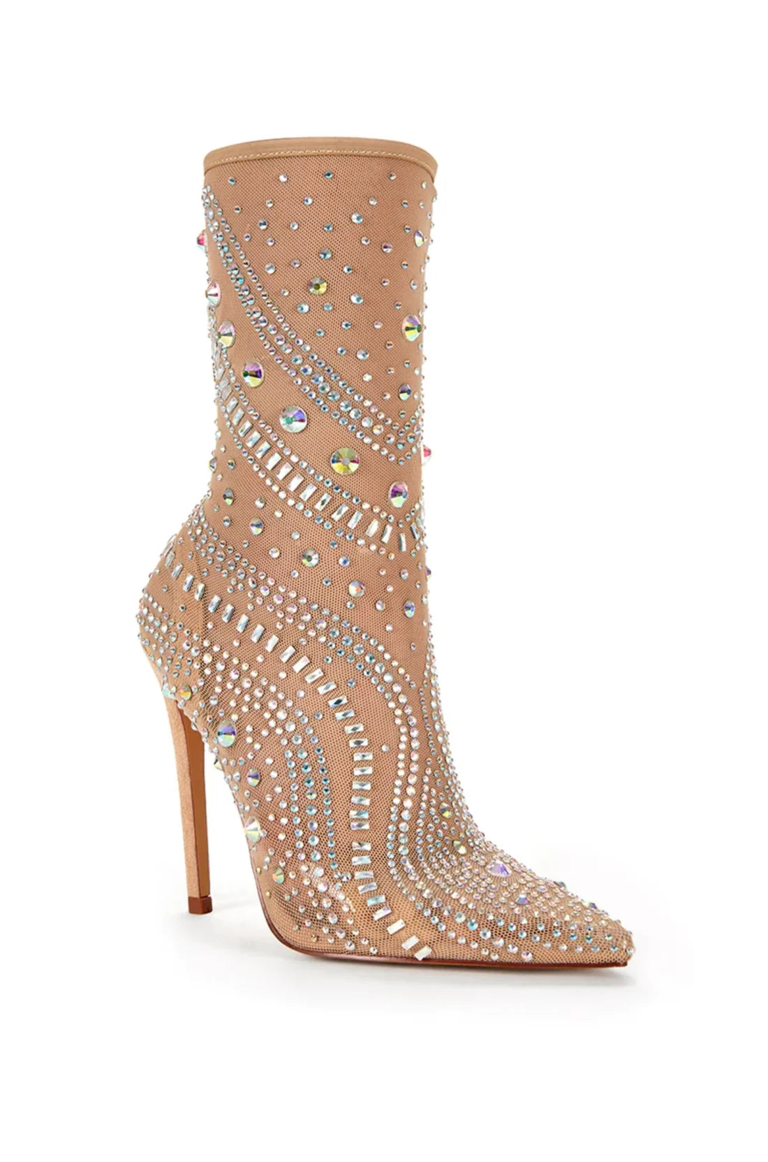 Rhinestone Mesh Stiletto Bootie