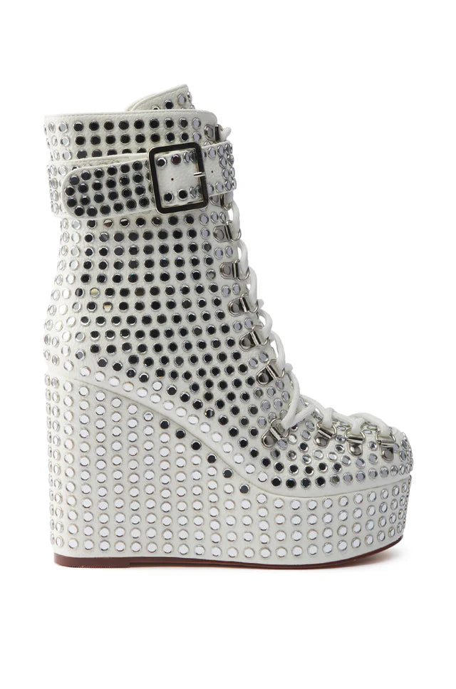 Rhinestone Platform Wedge Bootie