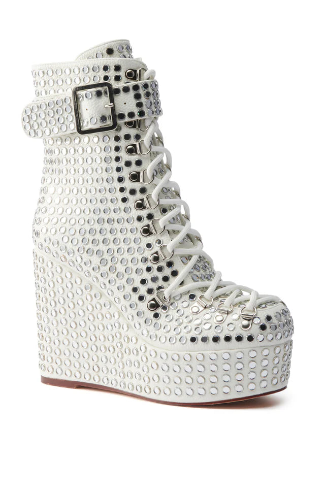 Rhinestone Platform Wedge Bootie