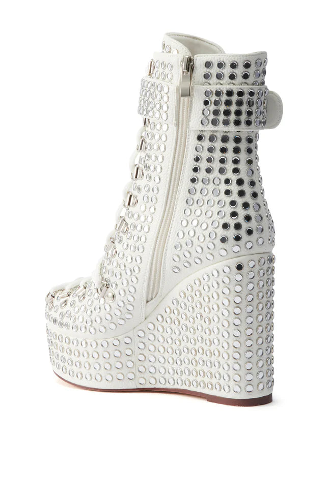 Rhinestone Platform Wedge Bootie
