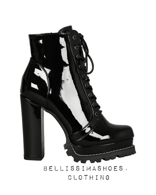 Chunky Faux Patent Booties