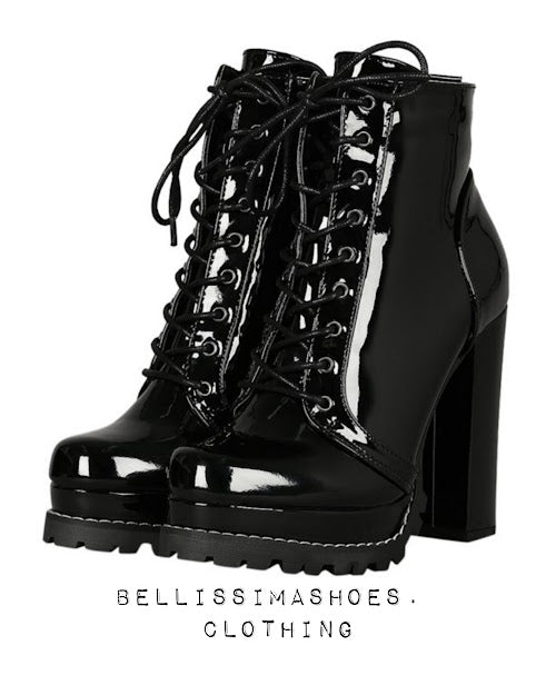 Chunky Faux Patent Booties