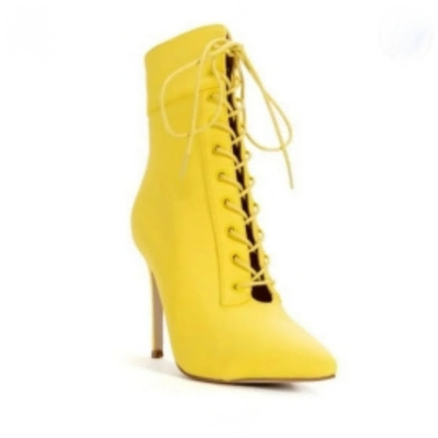 Lace Up Pointed Booties