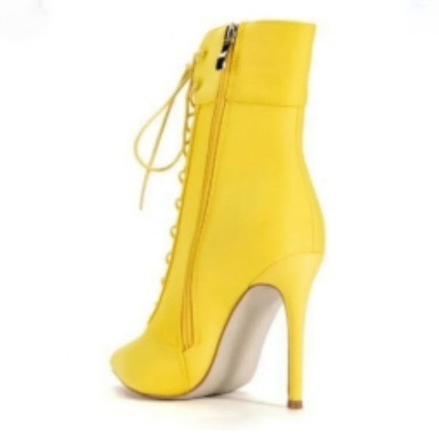 Lace Up Pointed Booties