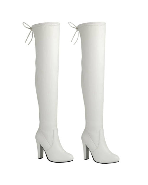 Chunky Faux Leather Knee Boot