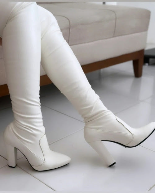 Chunky Faux Leather Knee Boot