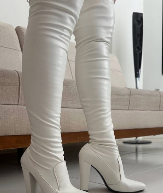 Chunky Faux Leather Knee Boot
