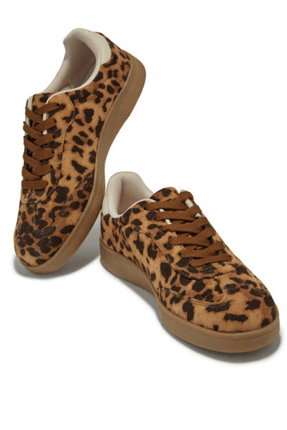 Leopard Lace Up Sneakers
