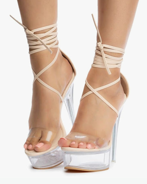 Clear Platform Strappy Heels