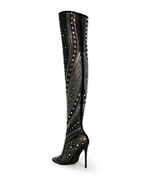 Embellished Stilleto Thing High Boot