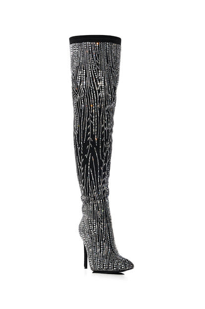 Rhinestone Pointy High Boot