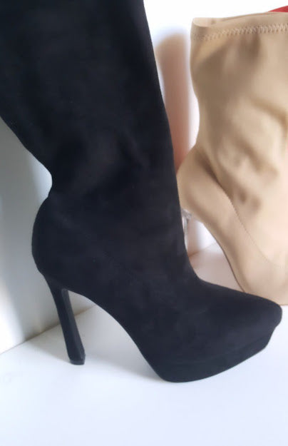 Faux Suede/ Leather Platform High Boots