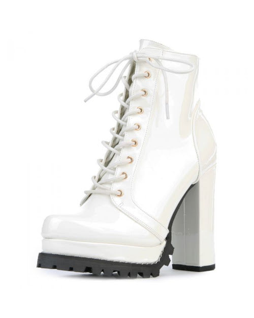Chunky Faux Patent Booties