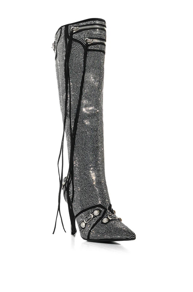 Rhinestone Knee Pointy Boot