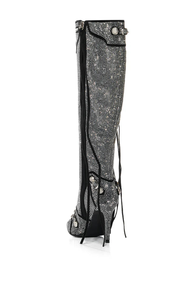 Rhinestone Knee Pointy Boot