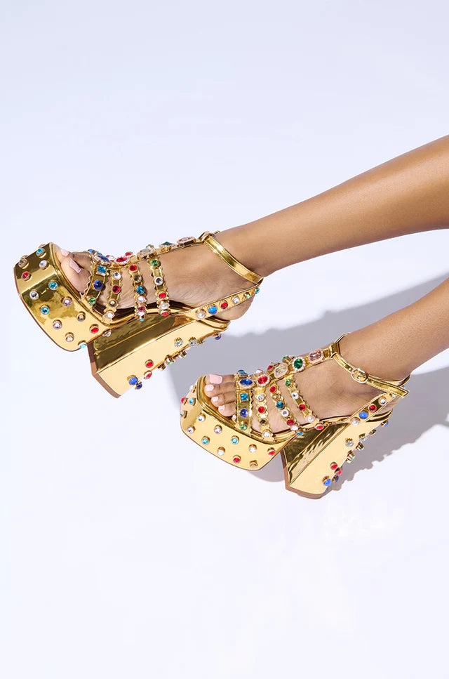 Chunky Gem Strappy Heels
