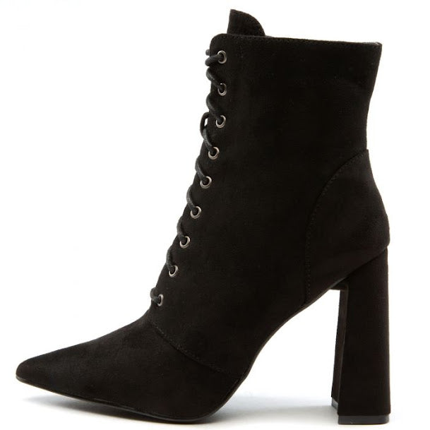 Block Lace Up Booties