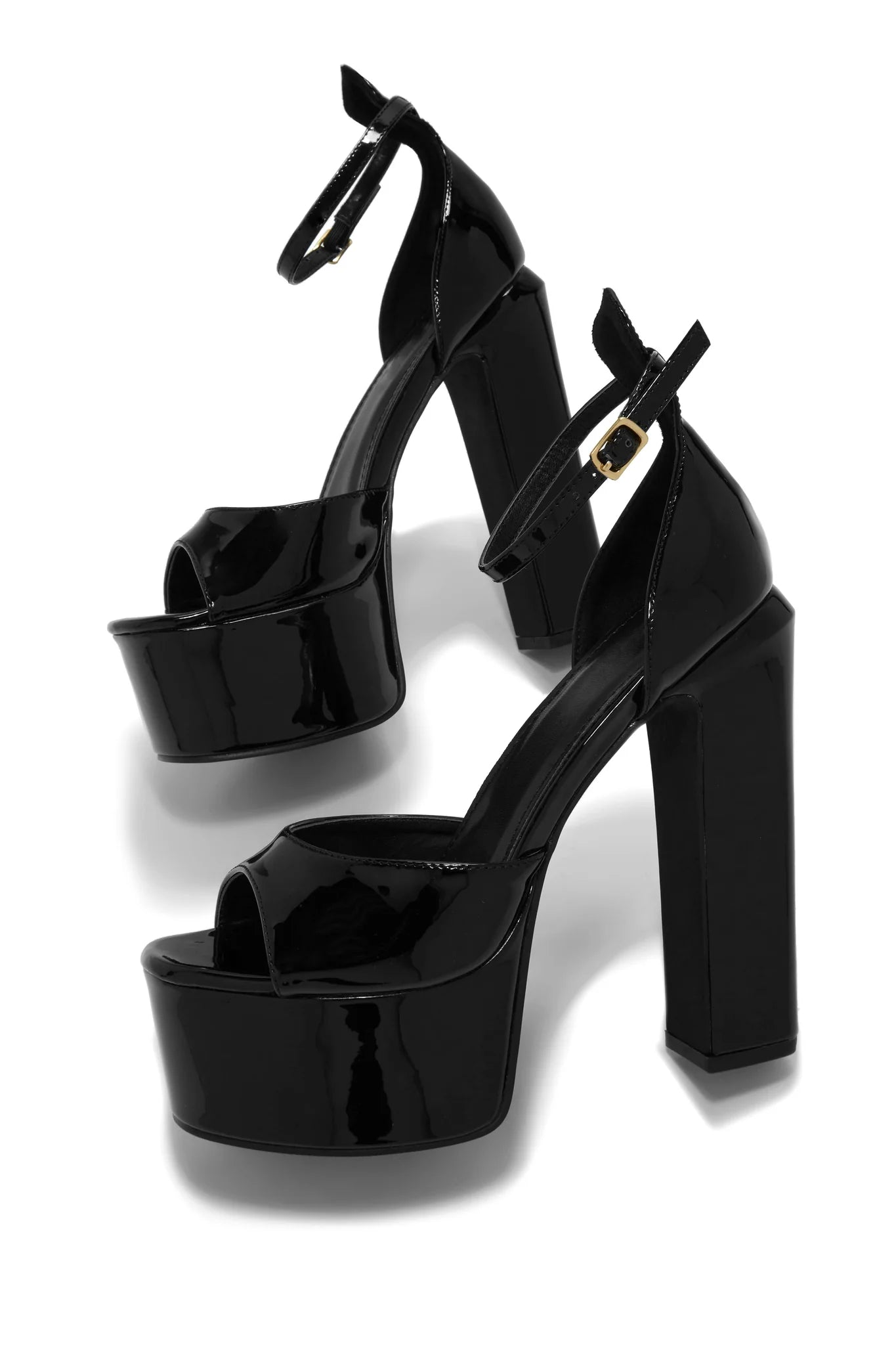 Chunky Patent Platform Heels