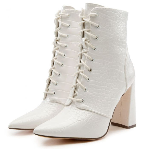 Block Lace Up Booties