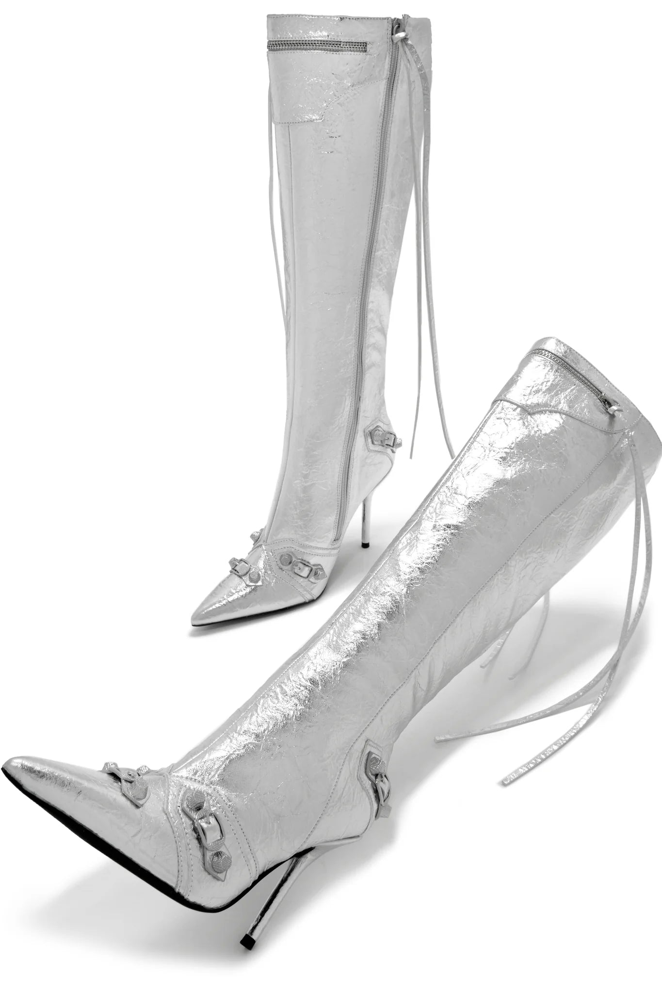 Metallic Pointed Knee Boot