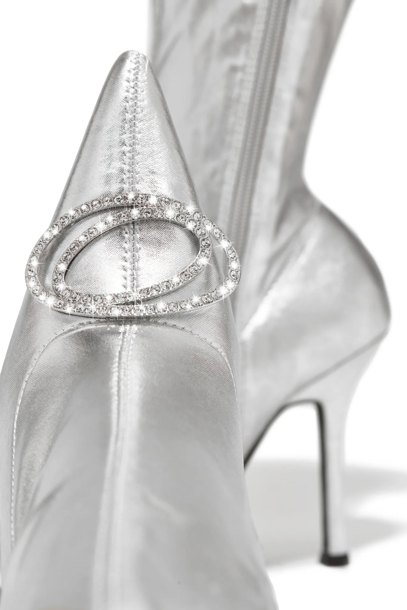 Metallic Rhinestone Pointed Bootie