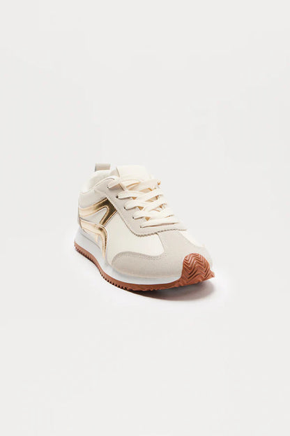 Gold Lace Up Sneakers