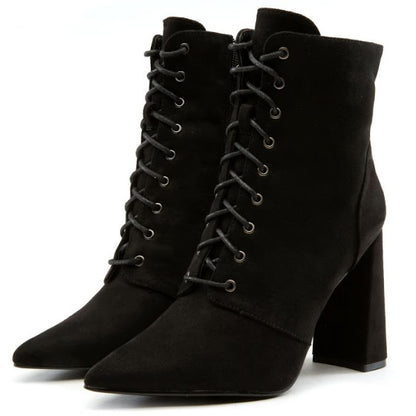 Block Lace Up Booties