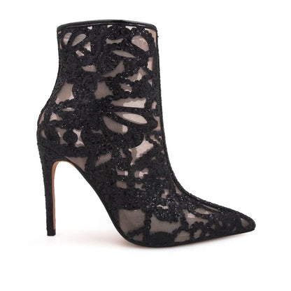 Mesh Rhinestone Pointed Booties
