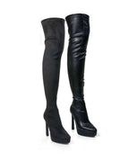 FAUX SUEDE/ LEATHER HIGH BOOTS