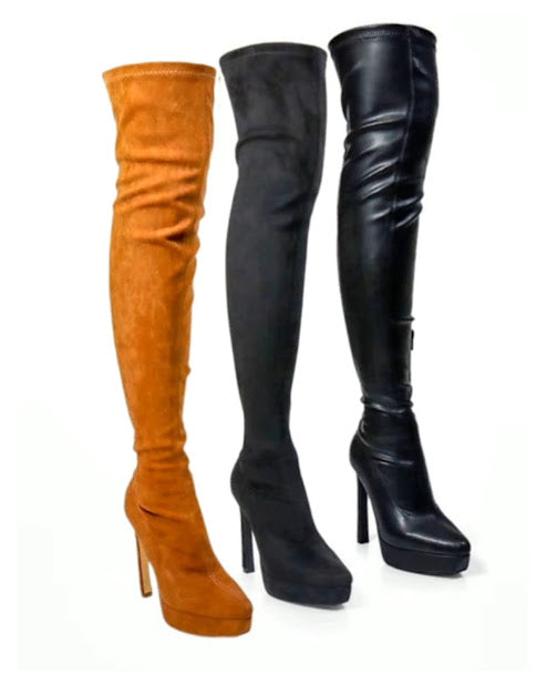 Faux Suede Platform High Boot