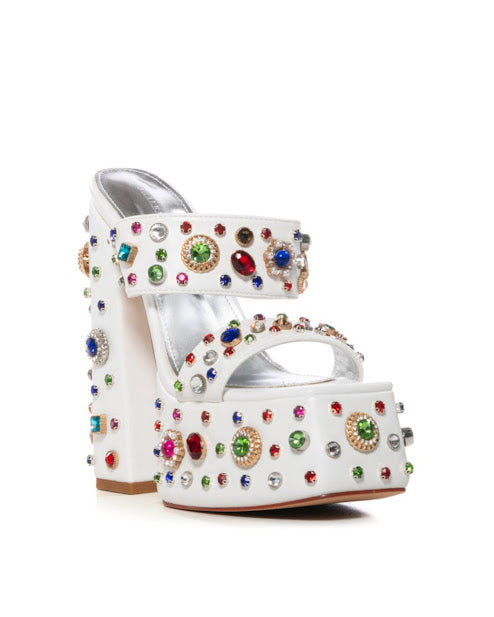 Chunky Multi Gem Platform Heels
