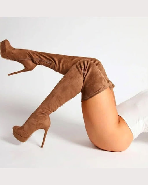 Faux Suede Platform High Boot
