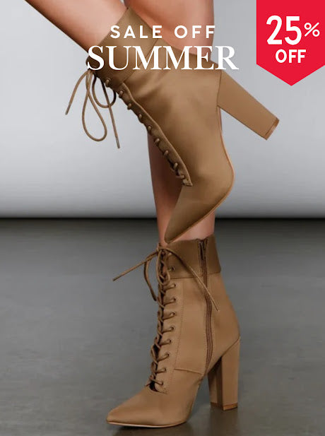 Lace Up Pointed Booties