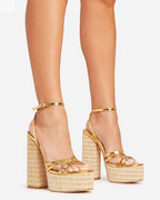 BLOCK PLATFORM STRAP HEELS