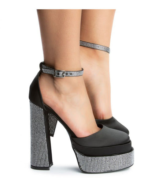 Chunky Rhinestone Platform Pumps