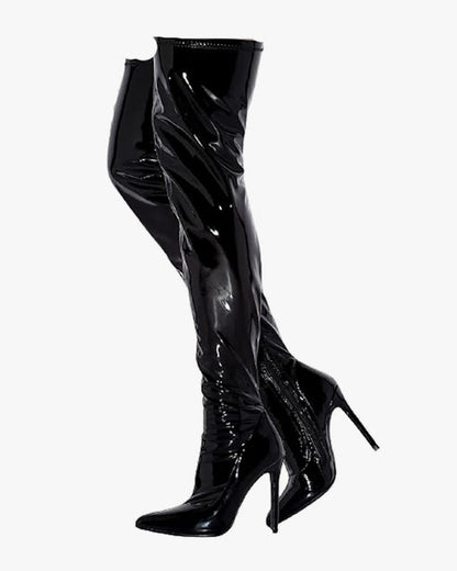 Faux Patent Stilleto High Boot