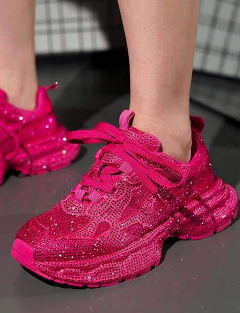 Chunky Rhinestone Platform Sneakers