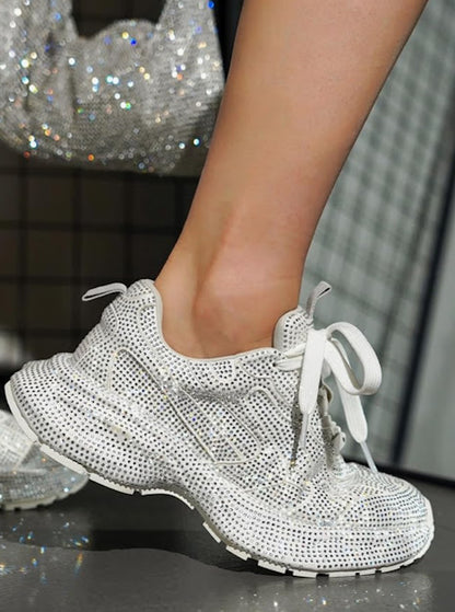 Chunky Rhinestone Platform Sneakers