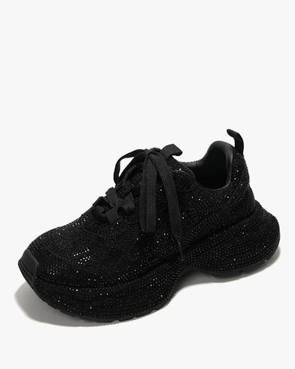 Chunky Rhinestone Platform Sneakers