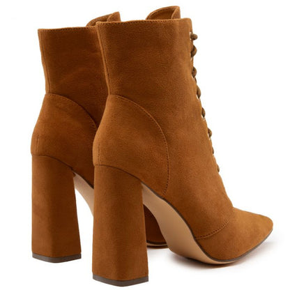 Block Lace Up Booties