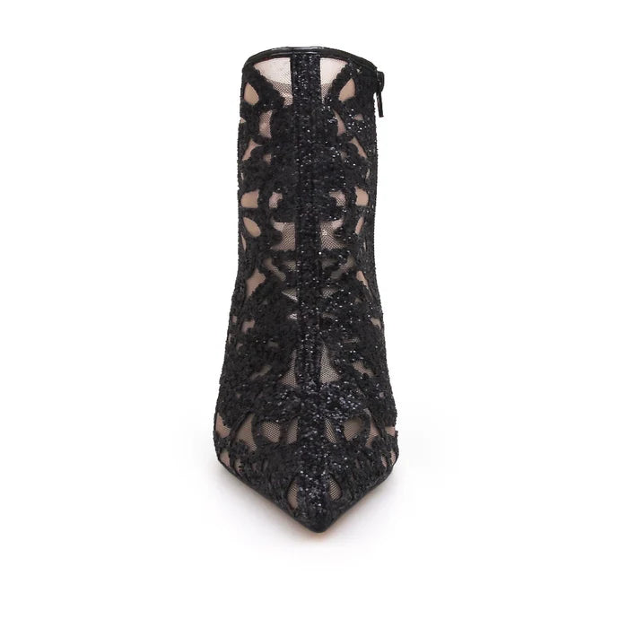 Mesh Rhinestone Pointed Booties