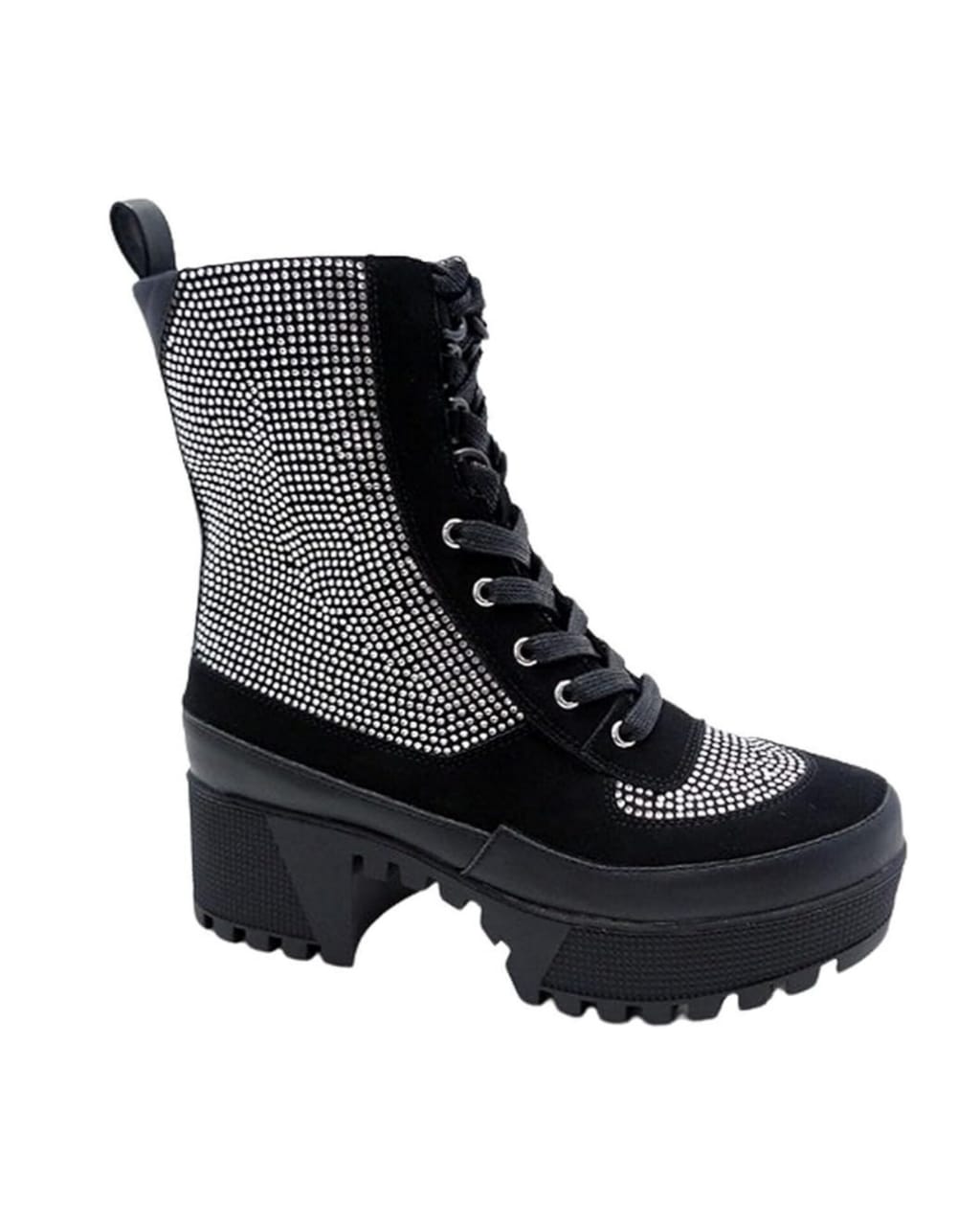 COMBAT RHINESTONE BOOTIES