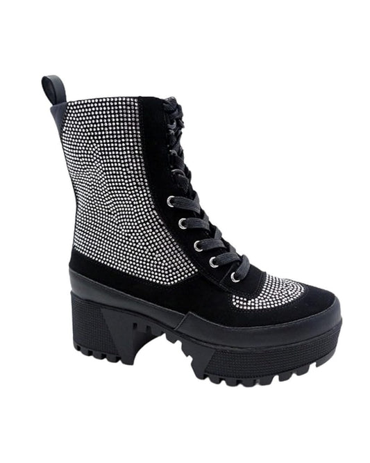 Combat Rhinestone Boots